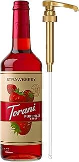 Torani Puremade Syrup, Strawberry Flavoring for Drinks, GMO Free, Glass Bottle with Pump Included, 25.4 Fl Oz