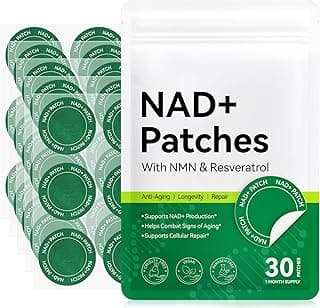 NAD+ Patches 30 Count - 500mg NMN & Resveratrol Anti-Aging Skin Patches, 8-Hour Energy NAD Boost Patch with NAC & CoQ10, Transdermal NAD Supplement for Cellular Renewal