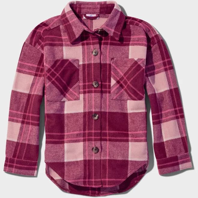 Sugar and Jade Tween Girls Oversized Plaid Shirt Jacket