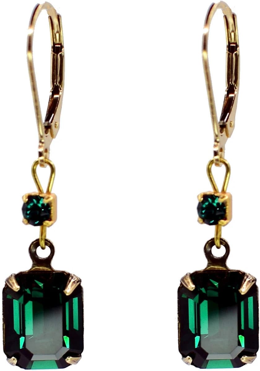 Vintage Emerald Lever Back Earrings