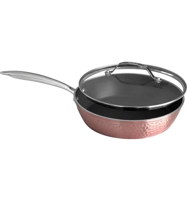 OrGREENiC Hammered Rose Gold 8" Pan with Glass Lid