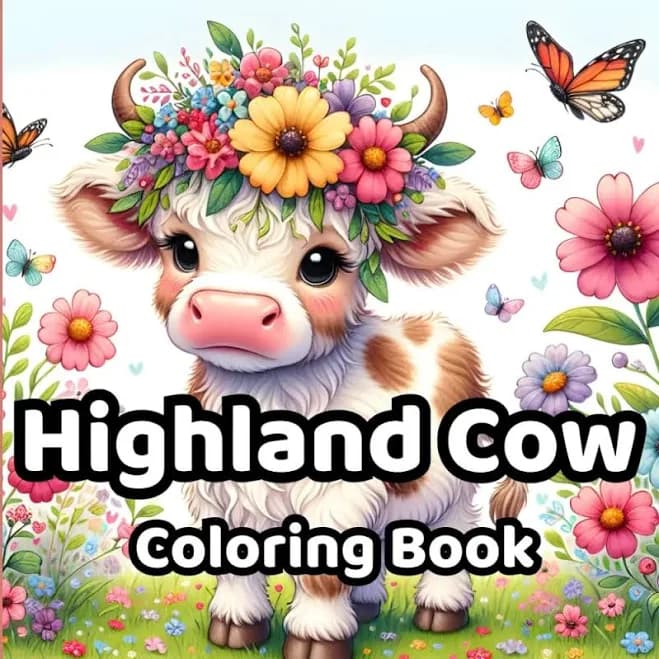 Highland Cow Coloring Book: 50 Coloring Pages of Beautiful and Cute Scottish Cows, for Adults and Kids, Reducing Anxiety and Stress.