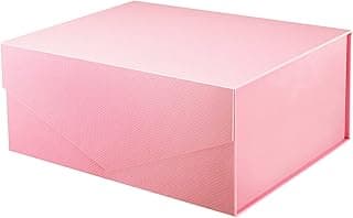 PACKHOME Gift Box 9x6.5x3.8 Inches, Rectangle Collapsible Box with Magnetic Lid for Gift Packaging (Matte Pink, Grain Texture)