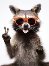 A Crab Eating Raccoon Doing Peace Sign Wearing Sunglasses 1 Art Print by Pawsome Raccoon Prints – Fy!