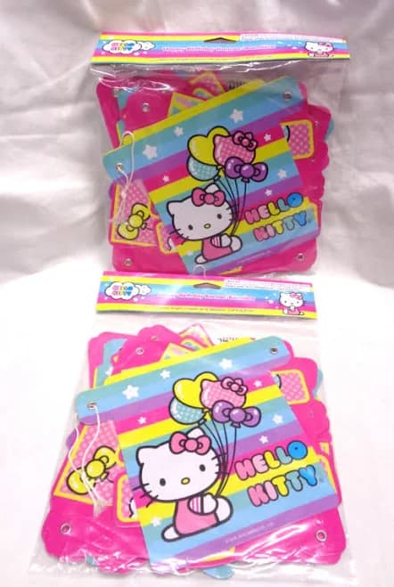 Hello Kitty Balloon Rainbow Happy Birthday Banner