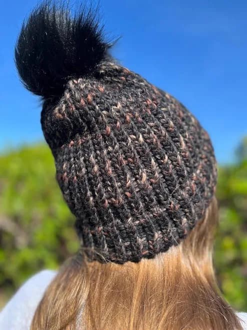 Faux Fur Puffball Beanie