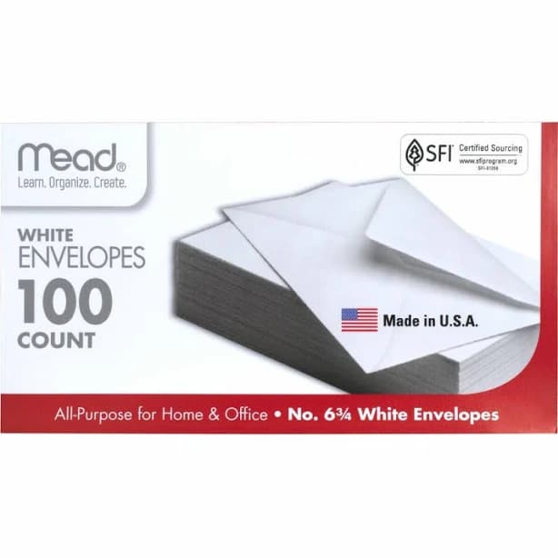 Mead 100-Pk. White Envelopes
