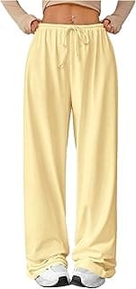 Women's Loose Wide Leg Sweatpants Elastic Drawstring Waist Casual Long Pants
