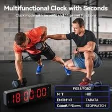 12'' Digital Gym Wall Clock With Voice Prompts & Remote – Interval Timer, Countdown, Stopwatch, 4 Alarms For Home Gym, Office, Classroom