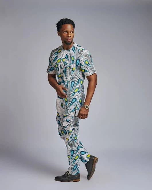 yvonneex Men's Tribal Print African Cargo Set