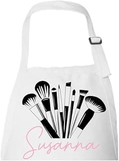 Custom Make Up Artist Apron with Name (White/Black)