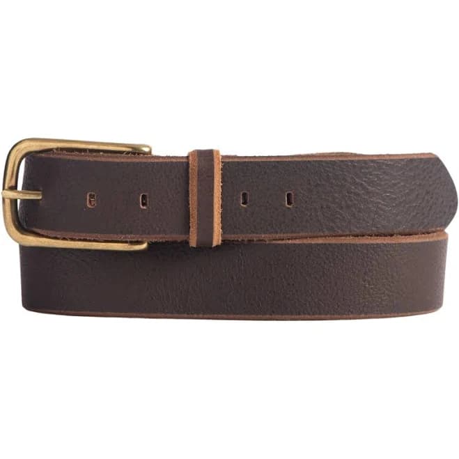 Nab Leather Dress Belt with Elongated Gold Buckle