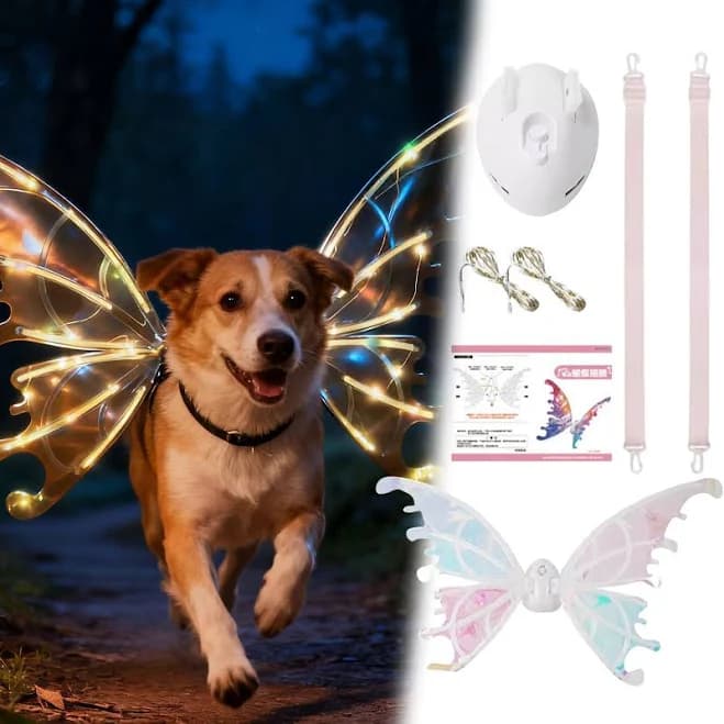 Light Up Fairy Wings For Dogs,pet Glowing Wings Costume With Led