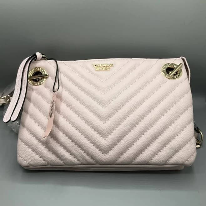 Victoria's Secret Light Pink Quilted Shoulder Bag Gold Hardware
