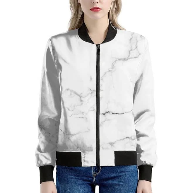 Grunge Women's Marble Print Bomber Jacket