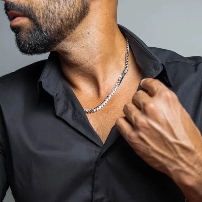 miami links Silver Miami Cuban Chain 7mm 20"-26" Real Italian Made Men's Classic Necklace