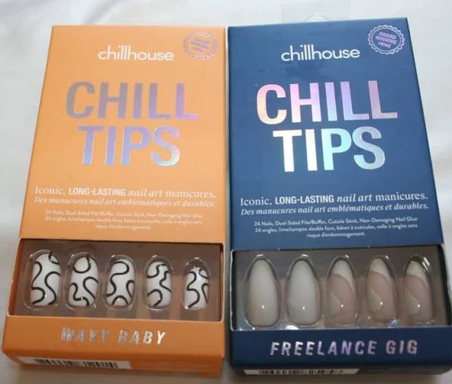 Chill Tips Glue-on Manicure 24 Nails White/multi Design $4.99 Each Box