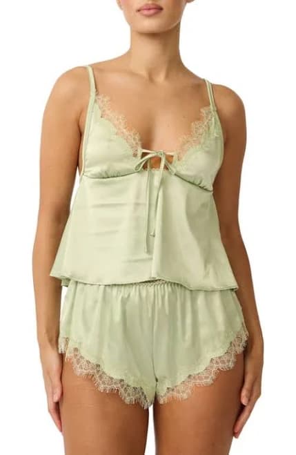 Kat The Label Sorrento Lace Trim Satin Camisole