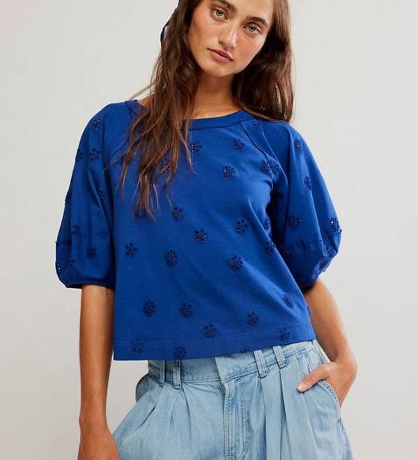 Free People Women's Jessie Eyelet Tee