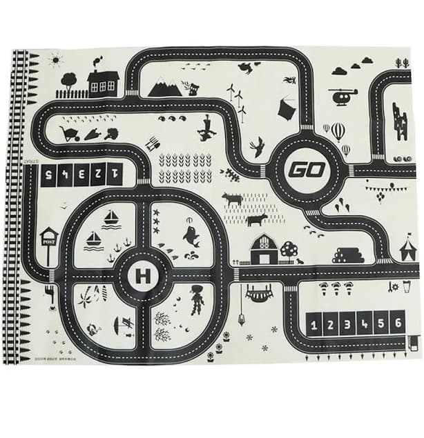 Ikonka Play Mat City Street + Street Signs Waterproof Cream 130x100cm