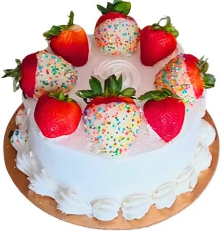 8” Berry Topped Vanilla Birthday Cake