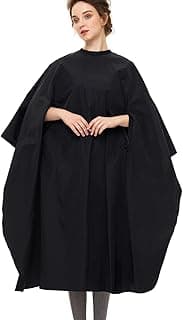 Professional Barber Cape With Armholes - Hands Free All Purpose 64"x56" Large Waterproof Salon Capes for Hair Stylist - Nylon Hair Cutting Cape For Hair Dye, Hair Color,Haircut - Black