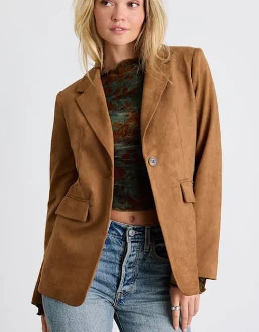 Lulus Oversized Suede Blazer