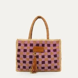 Pompom Raffia Crochet Archi Bag