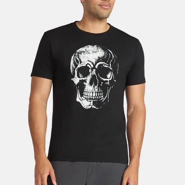 Men's Glow in The Dark Skeleton Skull Graphic Tee