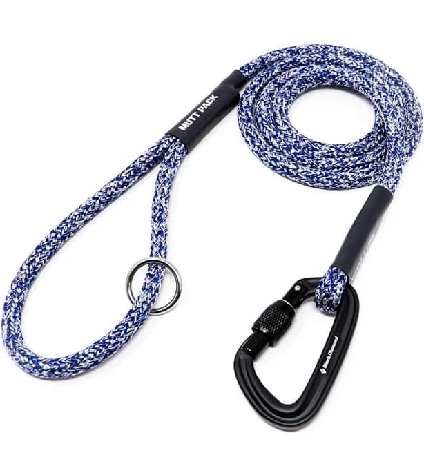 Blue & White Recycled Rope Leash (Carabiner)