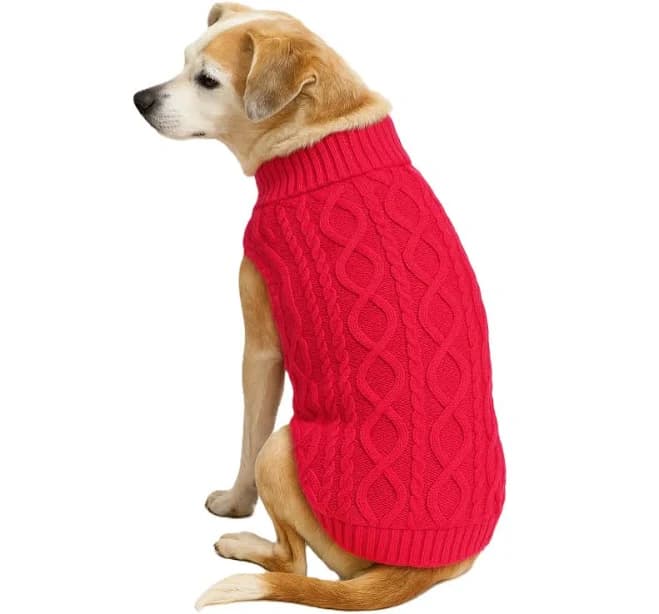 Simply Dog Pink Cable Knit Dog Sweater