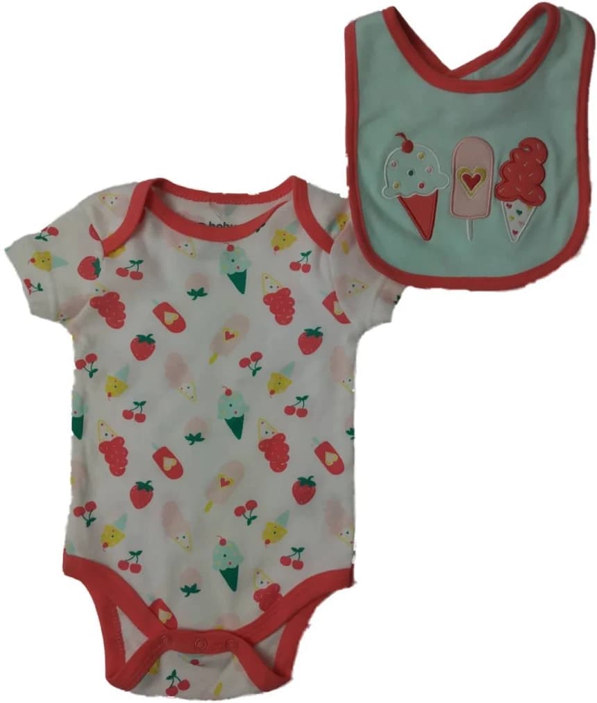 Baby Gear Infant Girls' Sweet Treat Ice Cream Bib & Bodysuit 2-pc Outfit