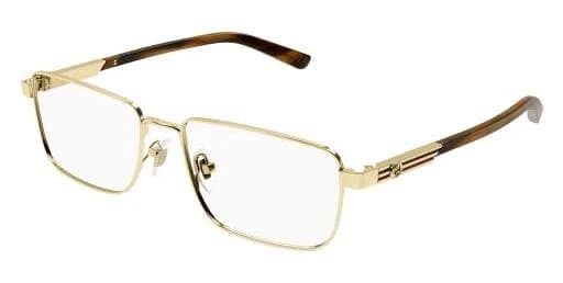 Gucci GG1291O Eyeglasses 002 - Gold/Havana - Transparent Men Rectangle - Prescription Eyeglasses (Rx) / Optical Frames