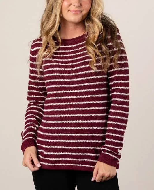 Kaitlyn Striped Waffle Knit Sweater