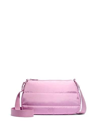 PINK Quilted Puffer Mini Hobo Bag