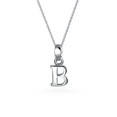 Bling Jewelry ABC Capital Block Letter Alphabet A-z Initial Pendant Necklace .925 Sterling Silver