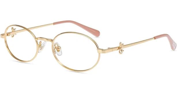 Firmoo Gold Oval Prescription Glasses Metal Frame Bow164