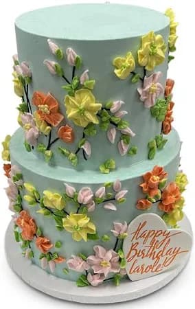 Floral Sky Tier Cake w Cream