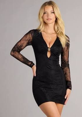 Windsor Undeniable Lace Long Sleeve Mini Dress