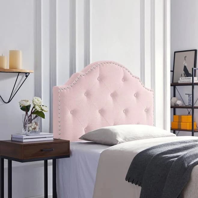 Polibi Button-Tufted Upholstered Queen Headboard Type with Nailhead Trim, Adjustable Solid Wood and Durable Metal Legs