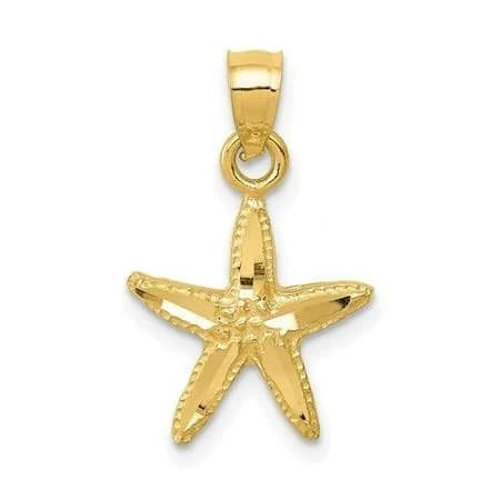 14K Yellow Gold Starfish Charm Pendant