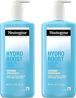 Hydro Boost Body Gel Cream, Hydrating Body Lotion with Hyaluronic Acid for Sensitive Skin, Fragrance-Free Hyaluronic Acid Moisturizer, 16 oz, 2 Pack