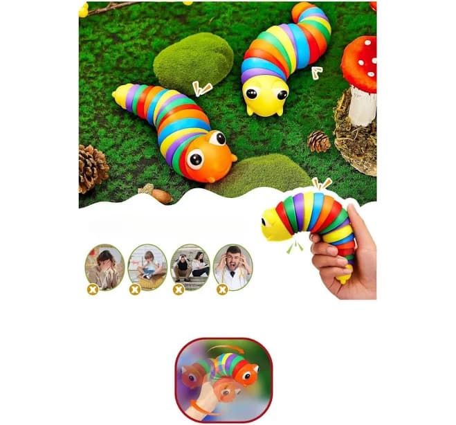 Colorful Stress Relief Caterpillar Toy - Detachable Segments - For