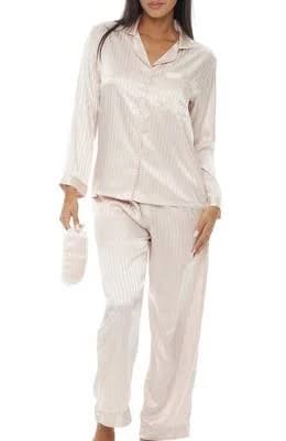 Women's Satin Pajama Set with Pockets