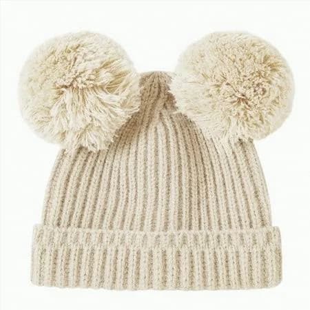 Infants and Toddlers Unisex Beanie with Double Pom Poms