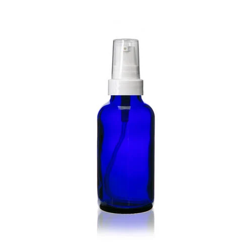 30ml Blue Cobalt Glass Bottle With Pump White Pump