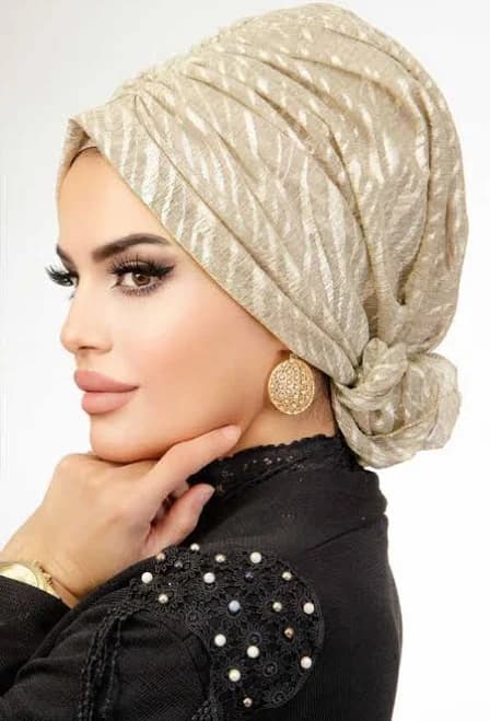 Layelle Elegant Shimmer Waves Turban Scarf