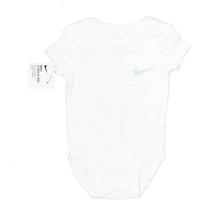 Nike Short Sleeve Onesie: White Solid Pattern Bottoms - Size 6 Month, ThredUp