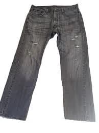Distressed Grey Levi Strauss Worn W/Fraying Holes and Spots of Paint Jeans 36/30