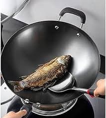 Amazon.com: iumLeap Chinese Traditional Wok Cauldron Iron Uncoated Pans Multi-Purpose Wok Beech Handle for Kitchen Restaurant Cookware(32cm) : Home & Kitchen
